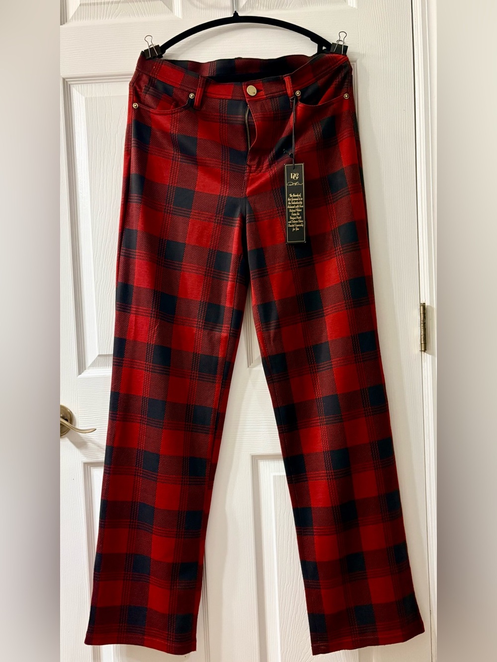 DG2 Red and Black Plaid Flannel Fabric Boot Cut Pants size 14T NWT